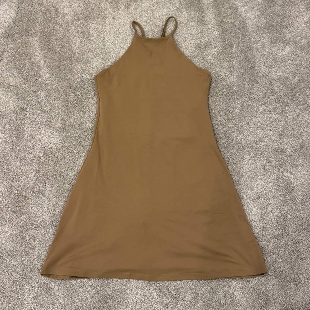 Girlfriend Collective Beachwood The Undress Halter Neck Tennis Dress Brown small - Picture 3 of 7